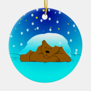 De Cerâmica Ornamento nevado do urso do sono