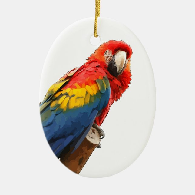 De Cerâmica Ornamento Oval Arara-vermelha (Frente)