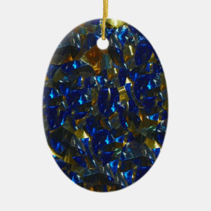 De Cerâmica Ornamento Oval Azul ouro