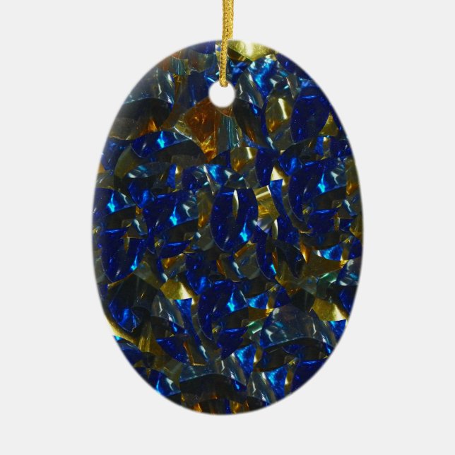 De Cerâmica Ornamento Oval Azul ouro (Frente)