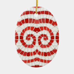De Cerâmica Ornamento oval cerâmico MOSAIC VERMELHO