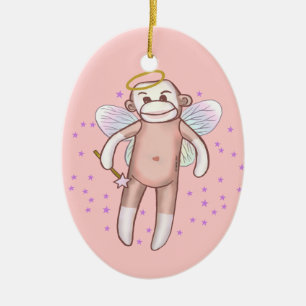 De Cerâmica Ornamento Oval do Anjo do Macaco Sock