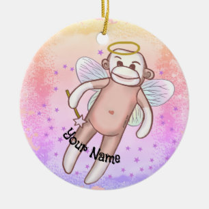 De Cerâmica Ornamento Oval do Anjo do Macaco Sock