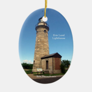 De Cerâmica Ornamento oval Erie Land Lighthouse