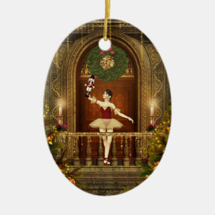 De Cerâmica Ornamento Oval Personalizado por Ballerina Nutcrac