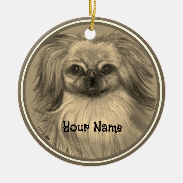 De Cerâmica Ornamento para cães Rondo Pekingese (Frente)
