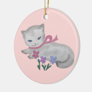 De Cerâmica Ornamento pequeno do gatinho