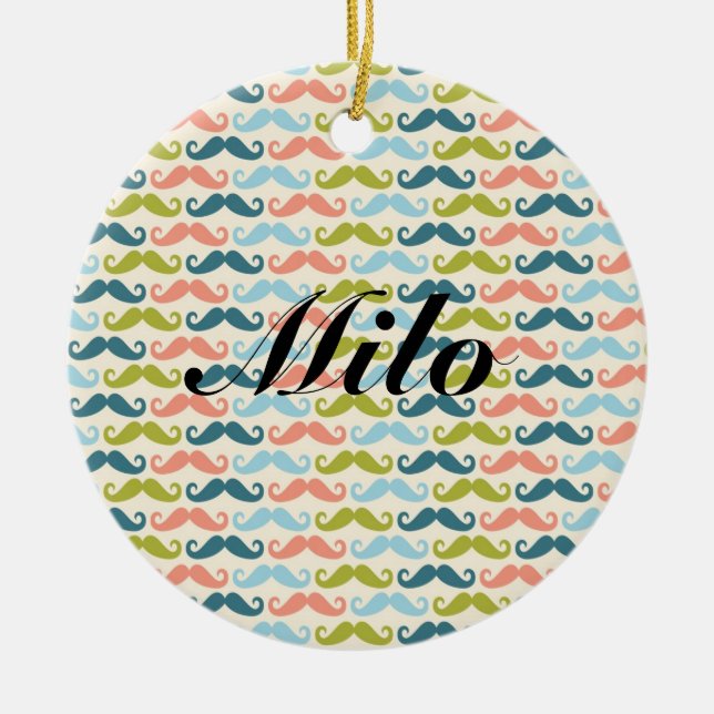 De Cerâmica ornamento personalizado bigode da Multi-cor (Frente)