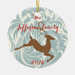 De Cerâmica Ornamento Personalizado da Família Rein Deer