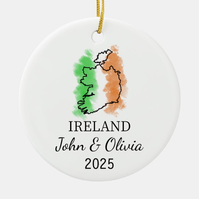 De Cerâmica Ornamento Personalizado da Irlanda, Irish Flag Gif (Frente)
