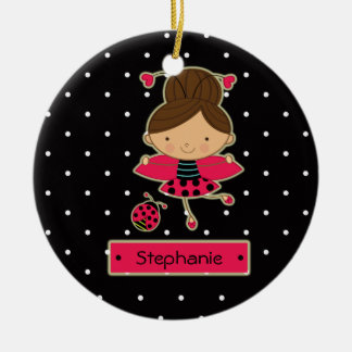 De Cerâmica Ornamento personalizado da menina do joaninha