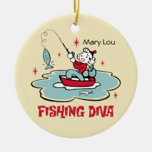 De Cerâmica Ornamento personalizado da pesca diva retro
