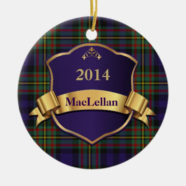 De Cerâmica ornamento Personalizado da Xadrez MacLellan Tartan (Frente)