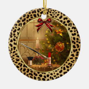 De Cerâmica Ornamento Personalizado do Artista Cheetah Impress