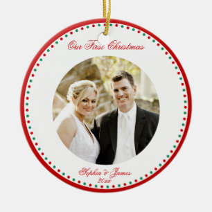 De Cerâmica Ornamento Personalizado do Primeiro Natal Junto