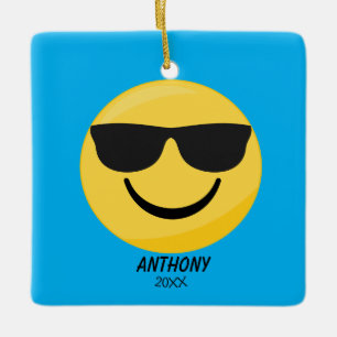 De Cerâmica Ornamento personalizado Emoji demasiado legal dos