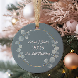 De Cerâmica Ornamento Personalizado Eucalyptus Watercolor