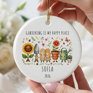 De Cerâmica Ornamento Personalizado Jardim Feliz