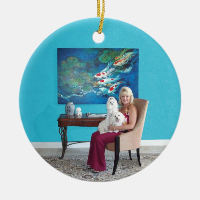 De Cerâmica Ornamento PERSONALIZADO maltês (Frente)