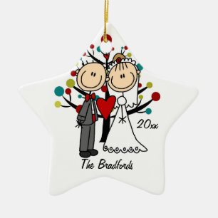 De Cerâmica Ornamento personalizado ø Natal Wedding do casal