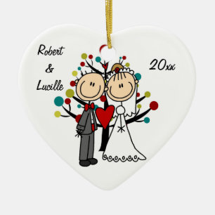 De Cerâmica Ornamento personalizado ø Natal Wedding do casal