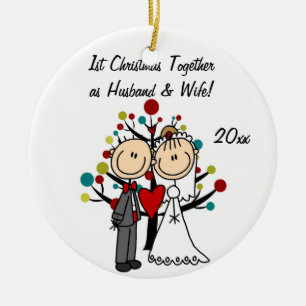 De Cerâmica Ornamento personalizado ø Natal Wedding do casal