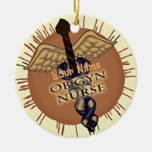 De Cerâmica Ornamento Personalizado OB Gyn Enferse Caduceus