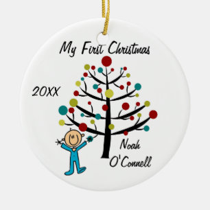De Cerâmica Ornamento personalizado primeiro Natal do menino