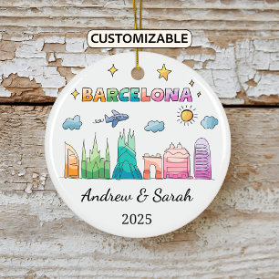 De Cerâmica Ornamento Personalizado Skyline Barcelona, Espanha