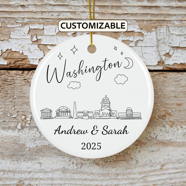 De Cerâmica Ornamento Personalizado Skyline Washington (Criador carregado)