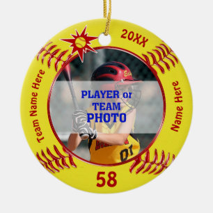 De Cerâmica Ornamento personalizados do softball, sua FOTO,