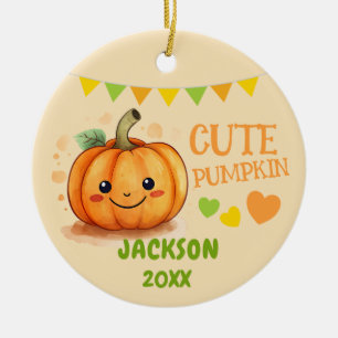 De Cerâmica Ornamento Personalizável da Pumpkin Cuta