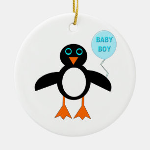 De Cerâmica Ornamento Pinguim-Menino Azul-Bonito
