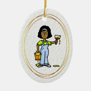 De Cerâmica Ornamento Pintor para Mulheres Negras