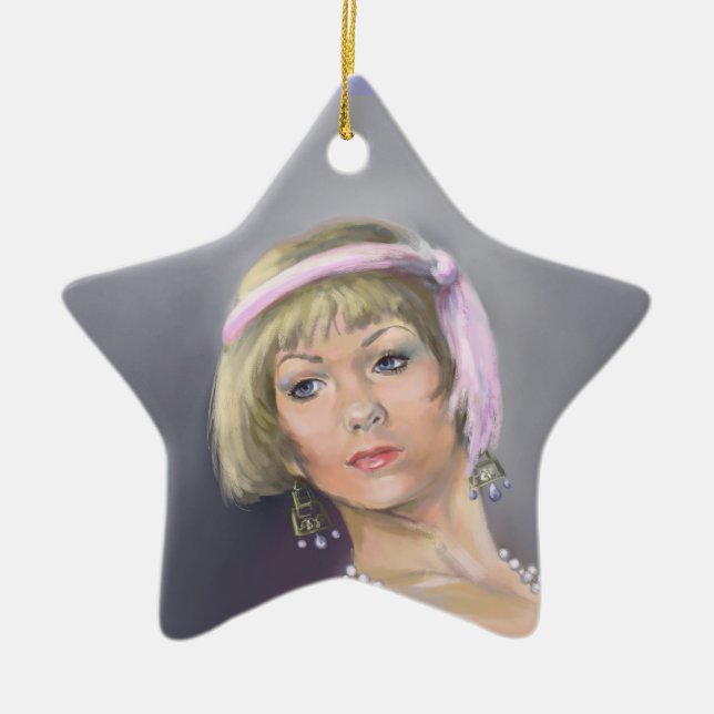 De Cerâmica Ornamento por Estrela Flapper Springtime (Frente)