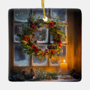 De Cerâmica Ornamento por Wreath Candlelight