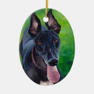De Cerâmica Ornamento preto da arte do cão do galgo