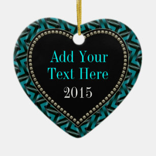 De Cerâmica Ornamento preto da forma do coração da cerceta