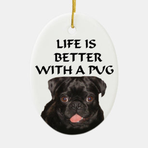 De Cerâmica ornamento preto do pug