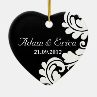 De Cerâmica Ornamento preto e branco do casamento tema damasco