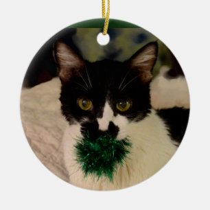 De Cerâmica Ornamento preto e branco do gato