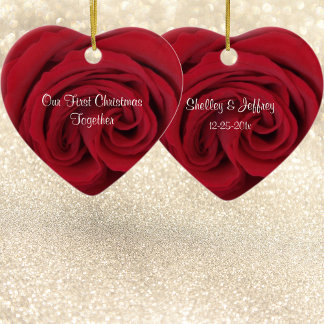 De Cerâmica Ornamento Primeiro Natal Junto do Coração rosa ver