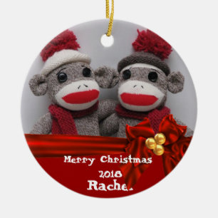 De Cerâmica Ornamento REDONDO 2018 do macaco BONITO da peúga