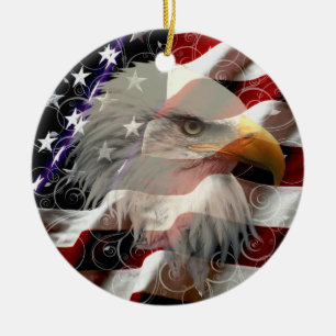 De Cerâmica Ornamento Redondo da Bandeira da Águia Americana