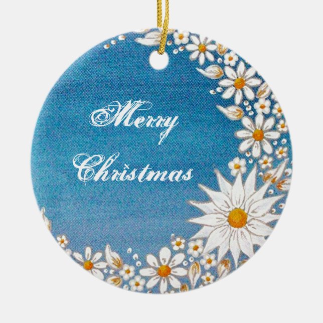 De Cerâmica Ornamento redondo da lua crescente - Feliz Natal (Frente)