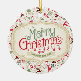 De Cerâmica Ornamento redondo do Feliz Natal 2017
