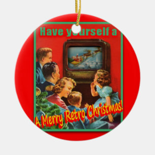 De Cerâmica Ornamento redondo MerryRetroChrmsTV-CERÂMICO