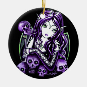 De Cerâmica Ornamento roxo da fada do crânio da "beladona"