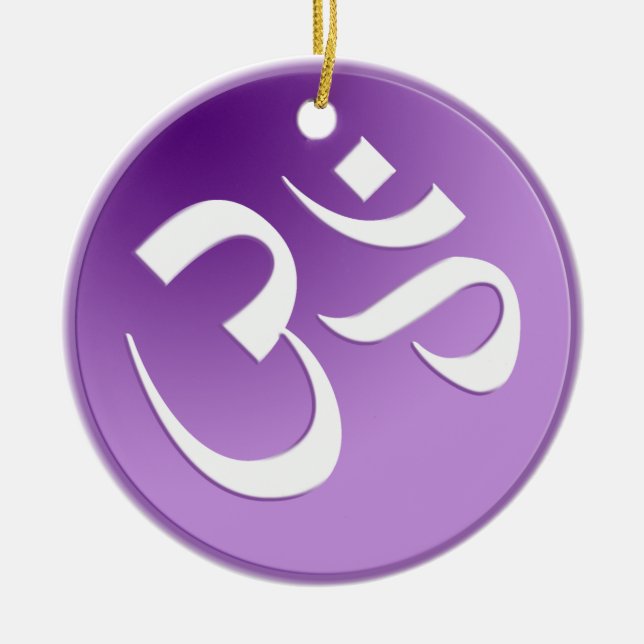 De Cerâmica Ornamento roxo do símbolo do OM (Frente)