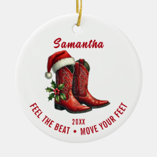 De Cerâmica Ornamento Rustic Red Country Cowboy Boots